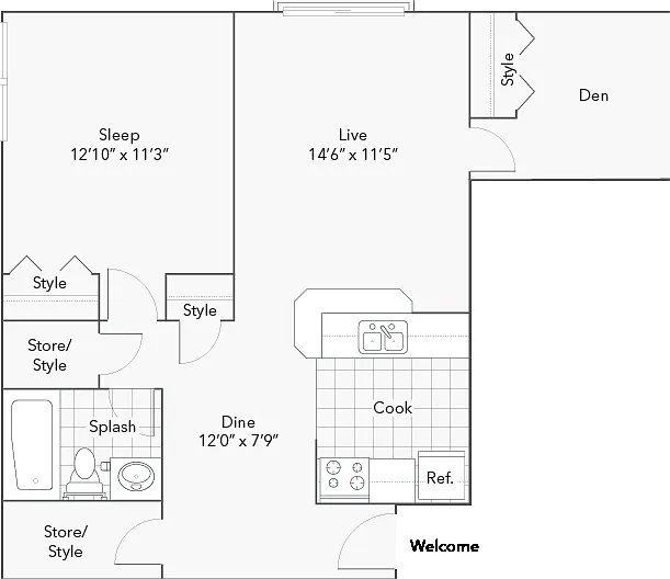 Reed | 1-Bedroom Floorplan Reed | 1-Bedroom Floorplan