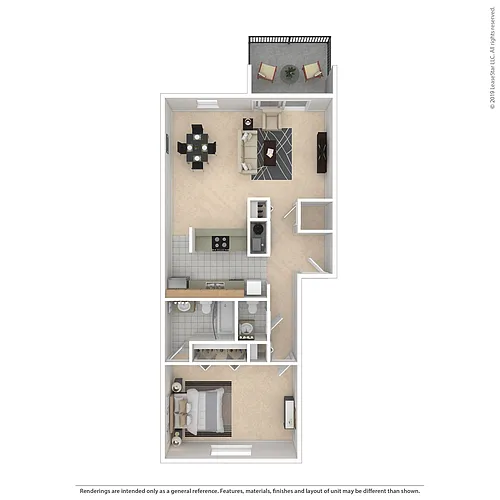 Floor plan 1BR/1.5BA