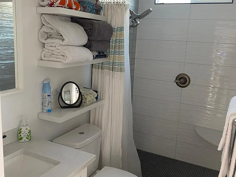 Walk In Custom Tile shower with seat