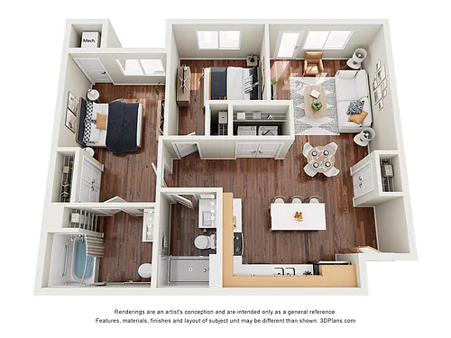 Floor plan 2AA (Wheelchair Accessible)
