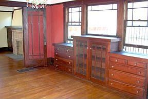 Dining room with built in cabinets