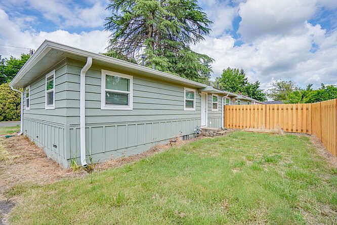 Partially fenced back yard