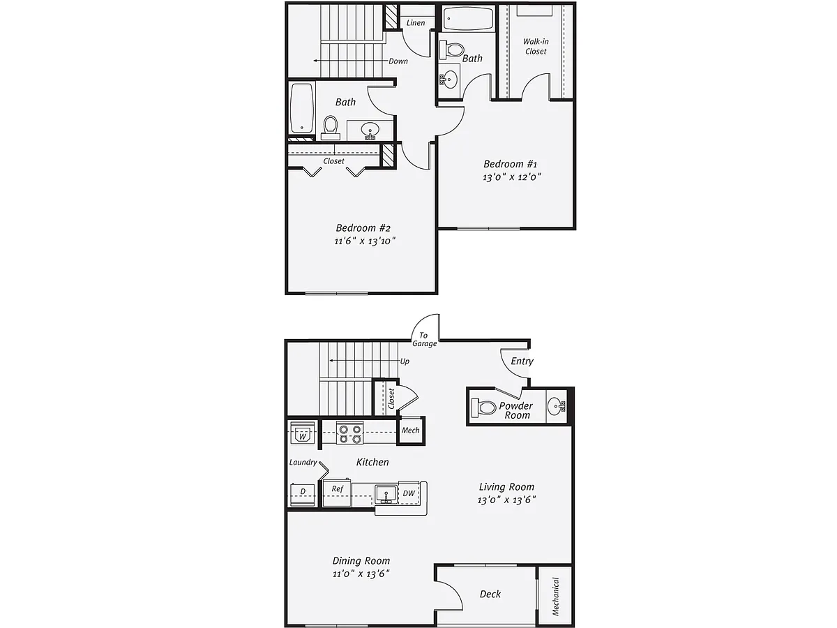 Floor plan 2 Bed/2.5 Bath-The Morris TH Garage