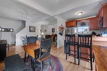 Open living and dining room