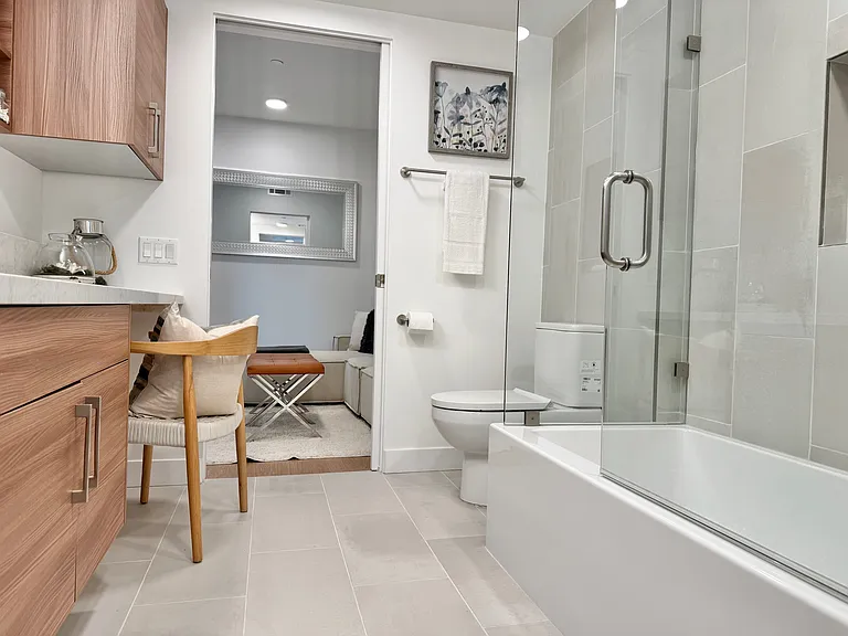 Luxury bathroom featuring generous open space. Spacious bathtubs.