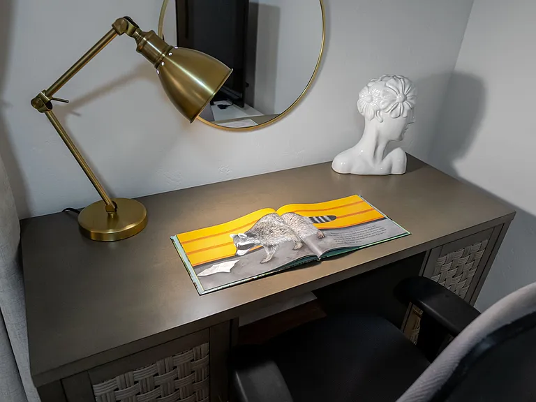 Bright ideas start here, with a well-lit workspace and cozy lamp.