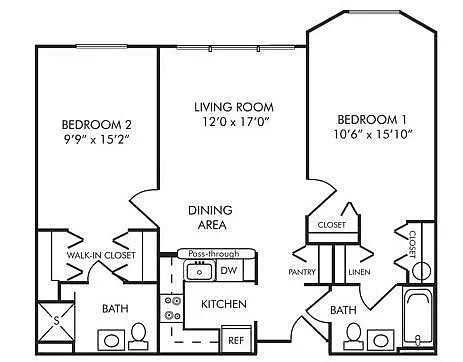 Floor plan Two Bedroom Two Bath