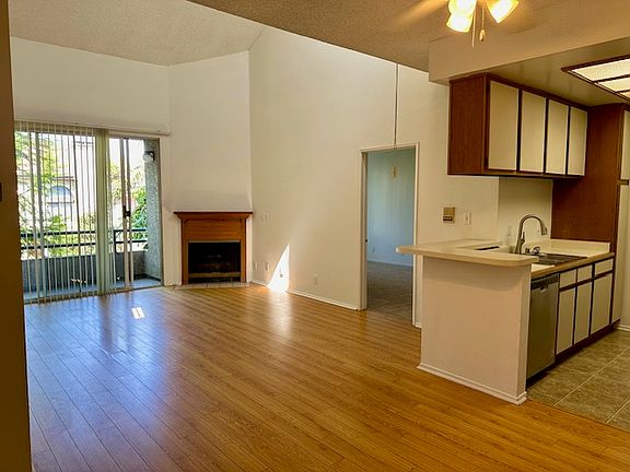 Kitchen and Living Area with Fireplace