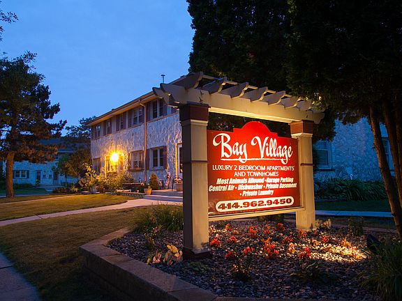 Bay Village Sign at Dusk
