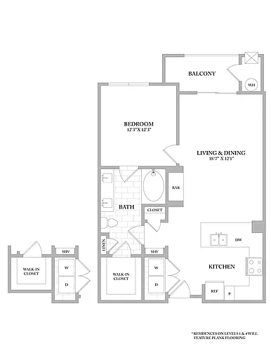 Floor plan 1 Bed 1 Bath - B2