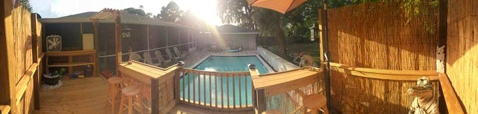 overlooking the pool