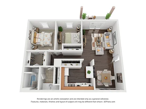 Floor plan 2 Bedroom 1 Bath