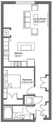 Floor plan Bottlehouse Loft 423
