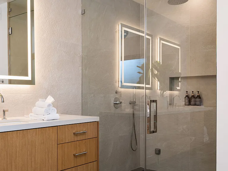 Primary bathroom walk-in shower.