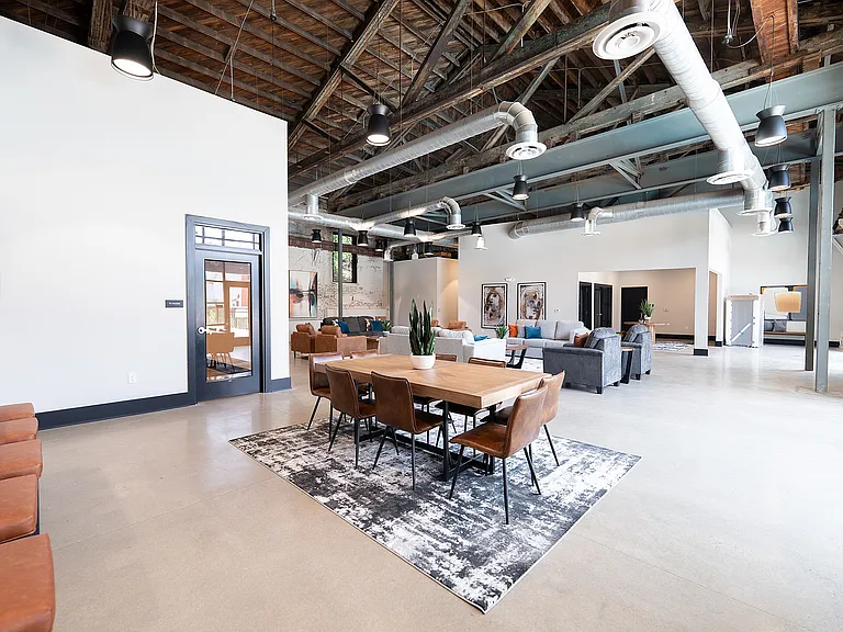 Spacious and stylish open-concept lounge area