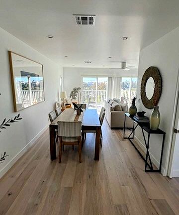 Dining room and living room area.