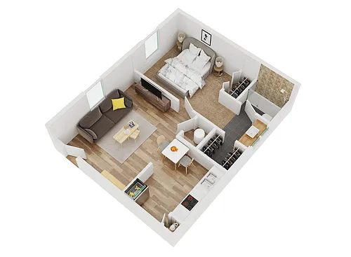 Floor plan 1 Bedroom 1 Bathroom