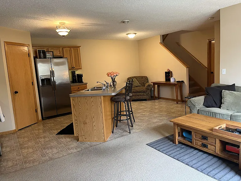 Living area from patio door view. Far corner can be used for dining or as additional seating.