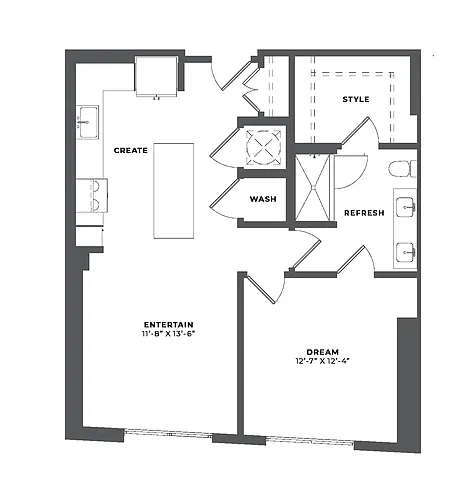 Floor plan 1 Bed/1 Bath-A1