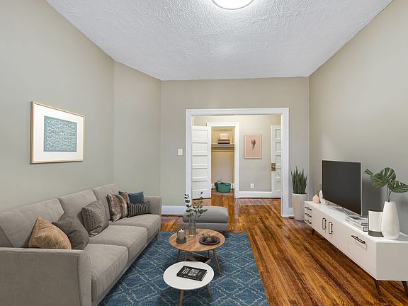 Apartment living area (virtually staged)