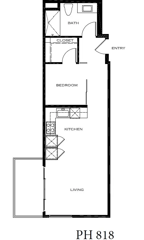 Floor plan Penthouse South facing JR 1 Bedroom