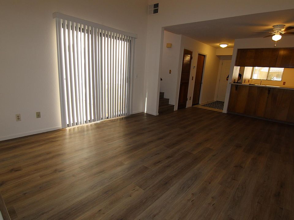 Living room with dining area and kitchen