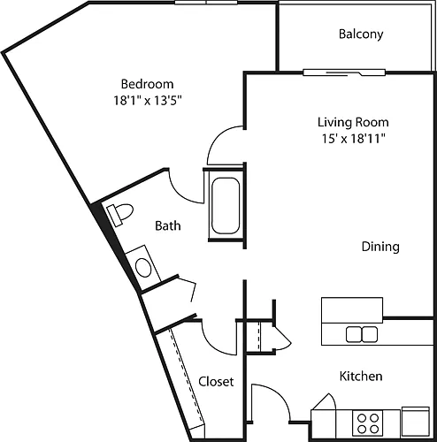 Floor plan One Bedroom 850