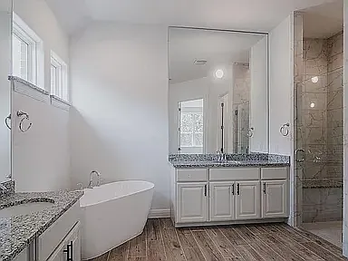 Masterbath with shower area on right