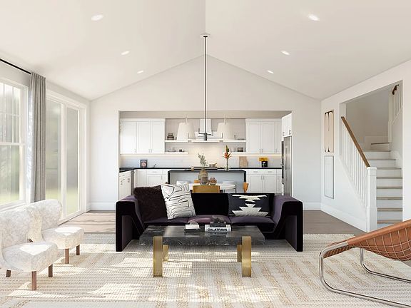 Great room with vaulted ceiling