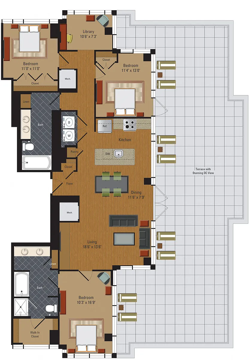 Floor plan 3 Bedrooms / 2.5 Bathrooms / Penthouse