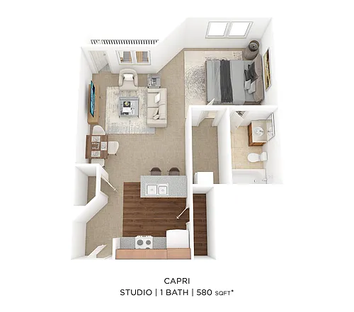 Floor plan Studio-580 sqft