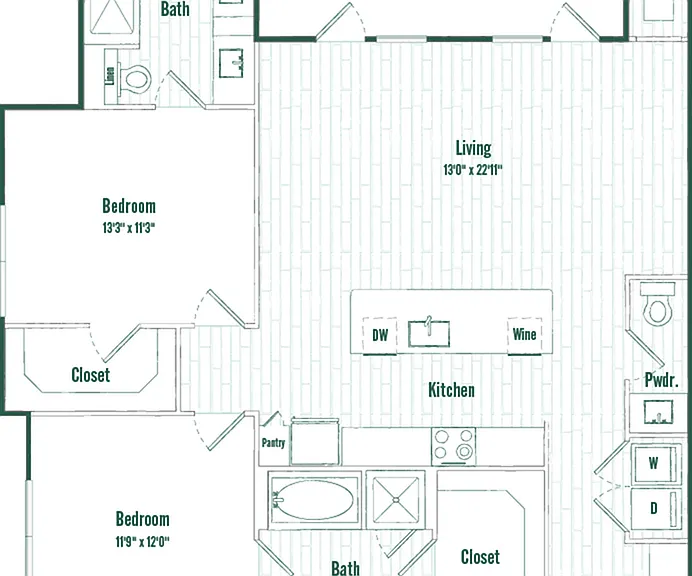 B3 | 2 bed 2.5 bath | 1268 sq ft B3 | 2 bed 2.5 bath | 1268 sq ft