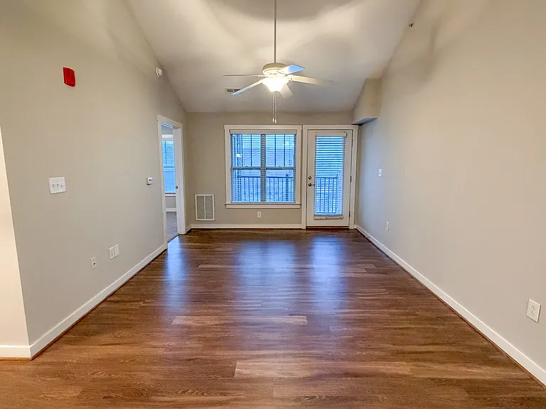 Third floor apartments feature vaulted ceilings in the living space.