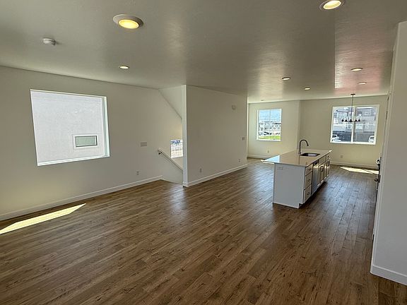 Family room looking into kitchen.