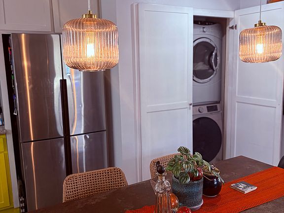 Laundry closet with washer and dryer