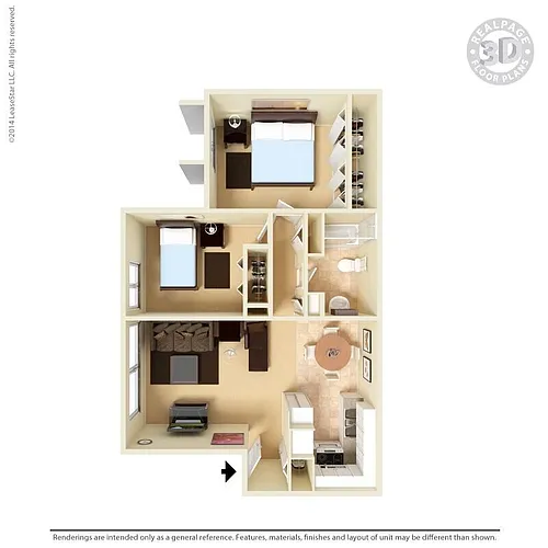 Floor plan Medium 2 Bd 1 Bth Cozy