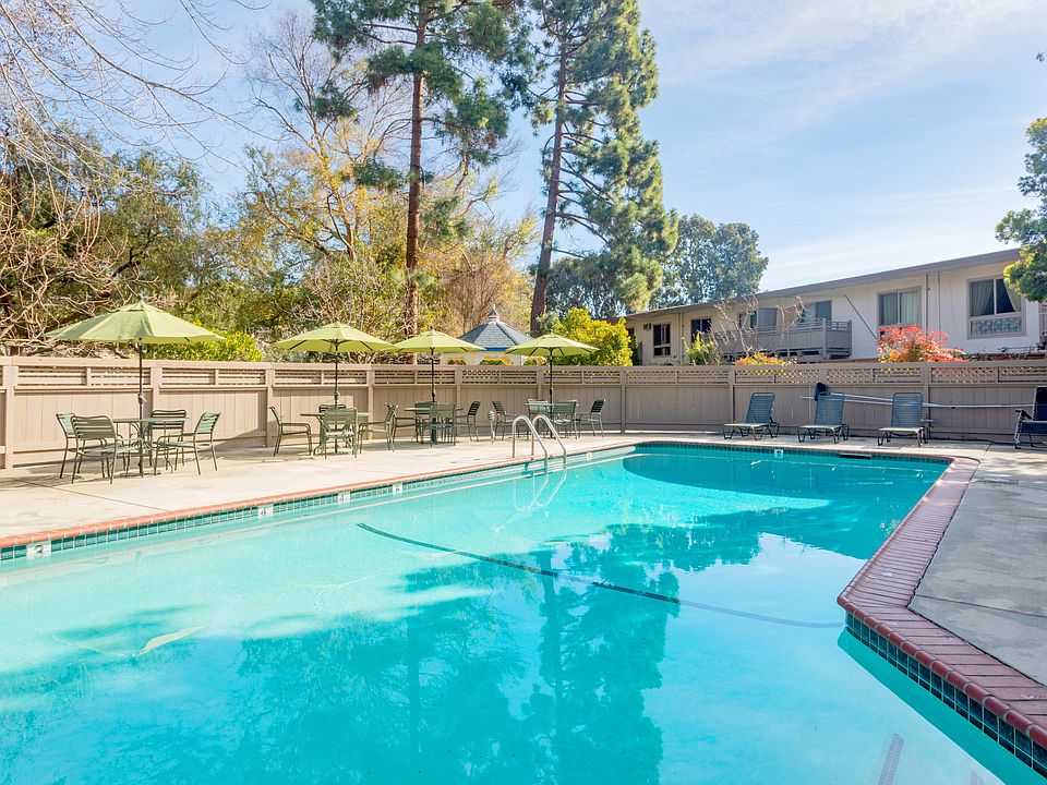 Pool available for year-round use. Solar-heated in summer. Some shade and some full sun options around the large pool deck.
