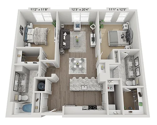 Floor plan Two Bedroom B2B