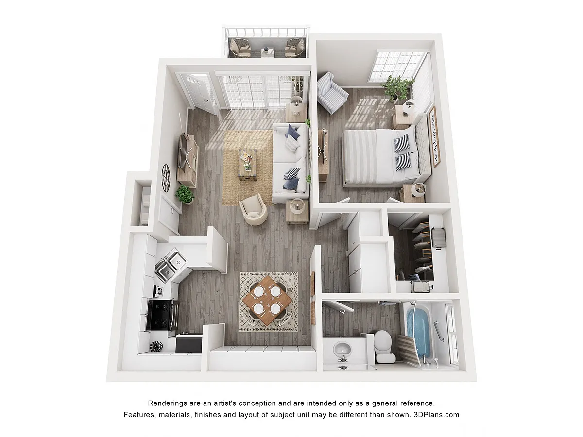 Floor plan 1 bed 1 bath