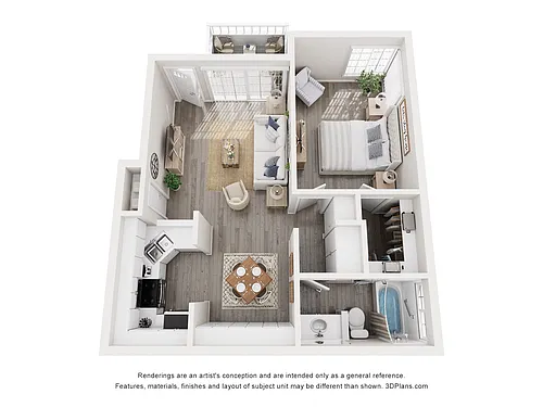 Floor plan 1 bed 1 bath