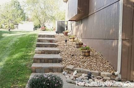 beautiful walkway to walkout basement!