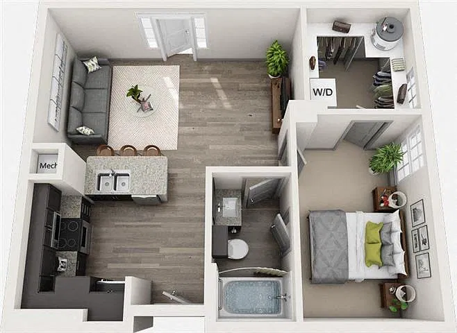 Floor plan THE VAN BUREN 596 sf