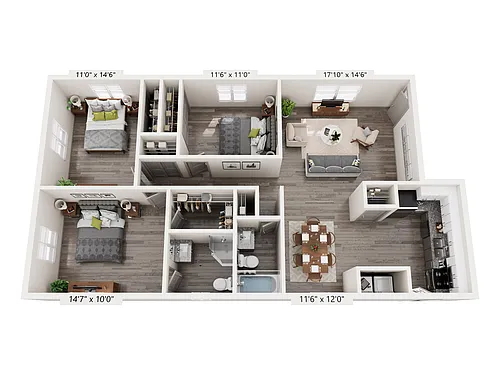 Floor plan 3 Bedroom + 2
