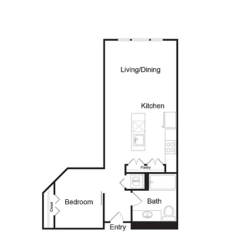 Floor plan S1.4-Open One Bedroom