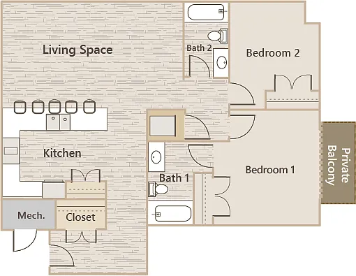 Floor plan 2B2B-C