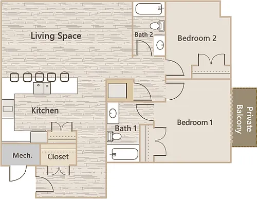 Floor plan 2B2B-C