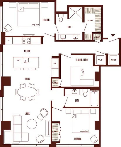Floor plan 3 Bed/2 Bath-C1