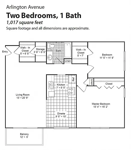 Floor plan Renovated 2 Bedroom 1 Bath w Balcony