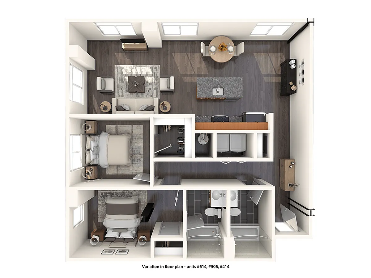 Floor plan 2-Bedroom 2-Bathroom | 1,076 sqft