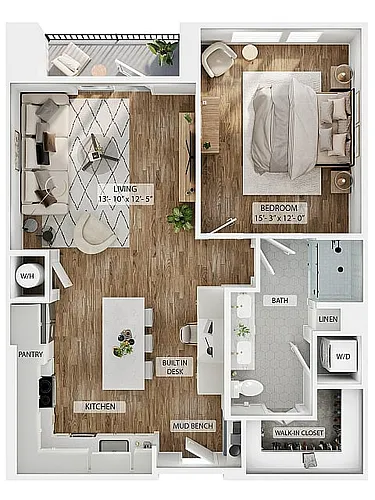 Floor plan 1BR/1BA - A5